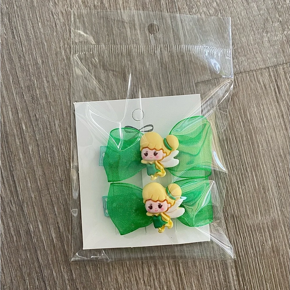 Tinkerbell 2 inches Hair Clips set Handmade for kids   -NEW ✨